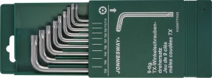 Комплект угловых ключей Torx с центрированным штифтом Т10-Т50, S2 материал, 9 предметов  JONNESWAY к