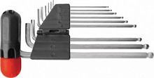 Ключи шестигранные длинные c шаром (1,5-10 мм ) CrV, 9 шт. с пластик.Т-обр.ручкой