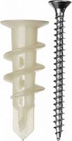 Дюбель нейлоновый, тип "Дрива" со сверлом, для гипсокартона, с оцинкованным саморезом, 33 мм, 4 шт, 