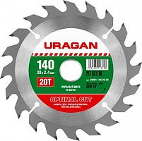 URAGAN Optimal cut 140х20мм 20Т, диск пильный по дереву