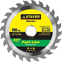 STAYER Fast Line 190 x 30мм 24Т, диск пильный по дереву, быстрый рез