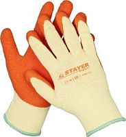 Перчатки STAYER "EXPERT"  рабочие с рельефным латексным покрытием, 10 класс, S-M