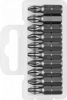 Биты ЗУБР "МАСТЕР" кованые, хромомолибденовая сталь, тип хвостовика C 1/4", PH2, 25мм, 10шт