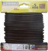 Шнур STAYER "MASTER" хозяйственно-бытовой, полипропиленовый, вязанный, с сердечником, черный, d 5, 2