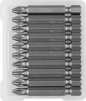 Биты ЗУБР "МАСТЕР" кованые, хромомолибденовая сталь, тип хвостовика E 1/4", PZ2, 50мм, 10шт