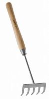 Грабельки ЗУБР "ЭКСПЕРТ" из нержавеющей стали, деревянная ручка из ясеня, 5 прямых зубцов, 88x65x480