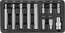 Набор вставок-бит 10 мм Spline М-профиль (30 и 75 мм), М5-М12, 11 предметов JONNESWAY код 47395