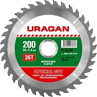 URAGAN Optimal cut 200х30мм 36Т, диск пильный по дереву