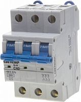 Выключатель автоматический СВЕТОЗАР 3-полюсный, 40 A, "C", откл. сп. 6 кА, 400 В