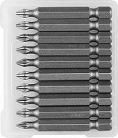Биты ЗУБР "МАСТЕР" кованые, хромомолибденовая сталь, тип хвостовика E 1/4", PH1, 50мм, 10шт