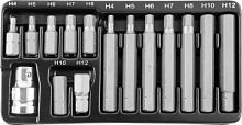 Набор вставок-бит 10 мм  шестигранных Н4-12 мм. (30 и 75 мм), 15 предметов JONNESWAY код 47396