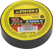 Изолента, STAYER Master 12291-D-15-10, ПВХ, 5000 В, 15мм х 10м, черная