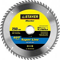 STAYER Super line 250 x 30мм 60Т, диск пильный по дереву, точный рез