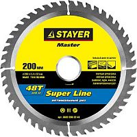 STAYER Super line 200 x 32мм 48Т, диск пильный по дереву, точный рез