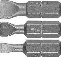 Набор ЗУБР: Биты кованые, хромомолибденовая сталь, тип хвостовика C 1/4", 25мм, SL4,5, SL5,5, SL8, 3