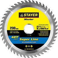 STAYER Super line 200 x 30мм 48Т, диск пильный по дереву, точный рез