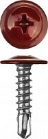 Саморезы ПШМ-С со сверлом для листового металла, 19 х 4.2 мм, 450 шт, RAL-3005 темно-красный, ЗУБР