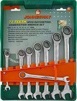 Набор ключей комбинированных трещоточных 8-19 мм, 8 предметов JONNESWAY код 48389